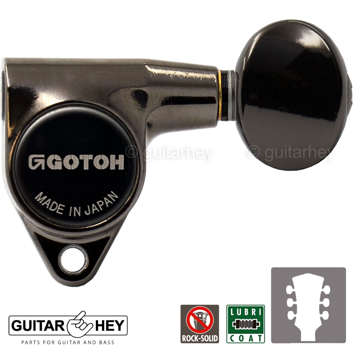 NEW Gotoh SG301-05 Machine Head Set L3+R3 SMALL OVAL Buttons 3x3 - COSMO BLACK
