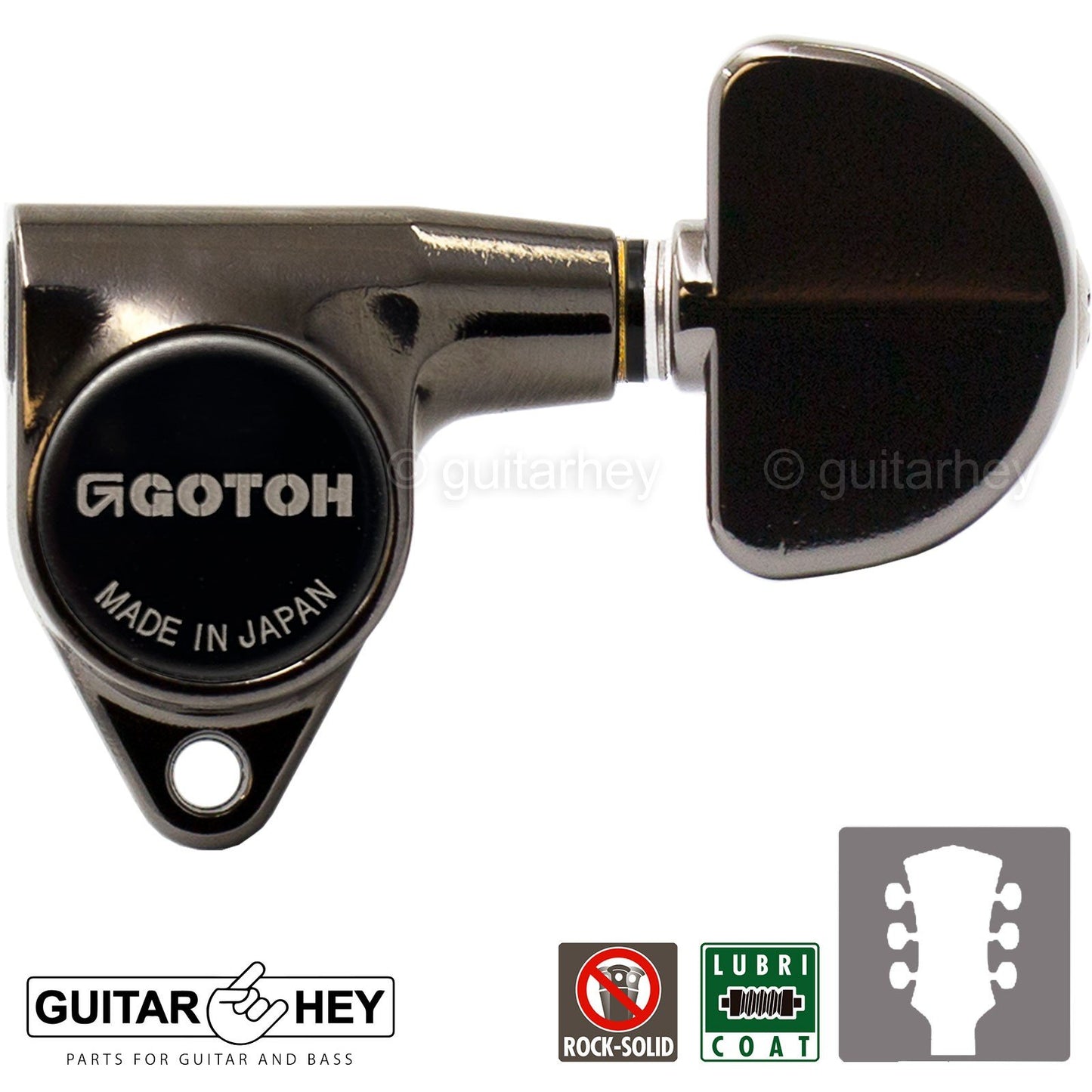 NEW Gotoh SG301-20 Tuners L3+R3 Tuning Keys Grover Style 3X3 - COSMO BLACK