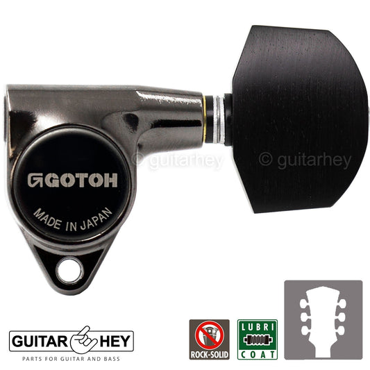 NEW Gotoh SG301-EN01 L3+R3 Tuning Keys w/ Large EBONY Buttons 3x3 - COSMO BLACK