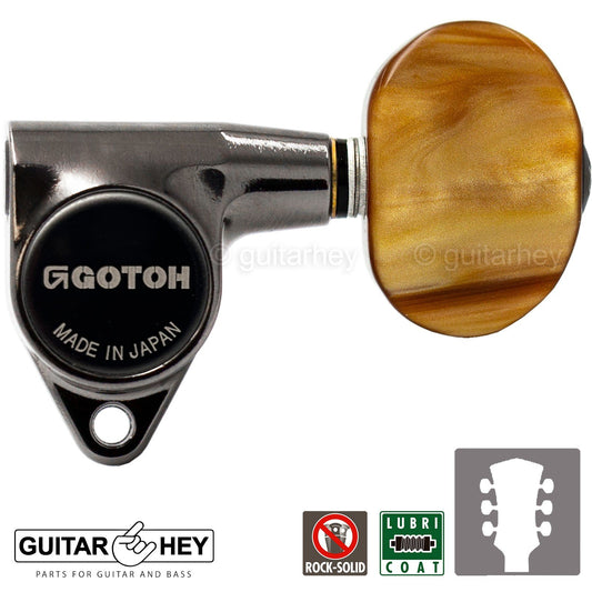 NEW Gotoh SG301-P2 Tuning Keys L3+R3 Large AMBER Buttons Set 3x3 - COSMO BLACK