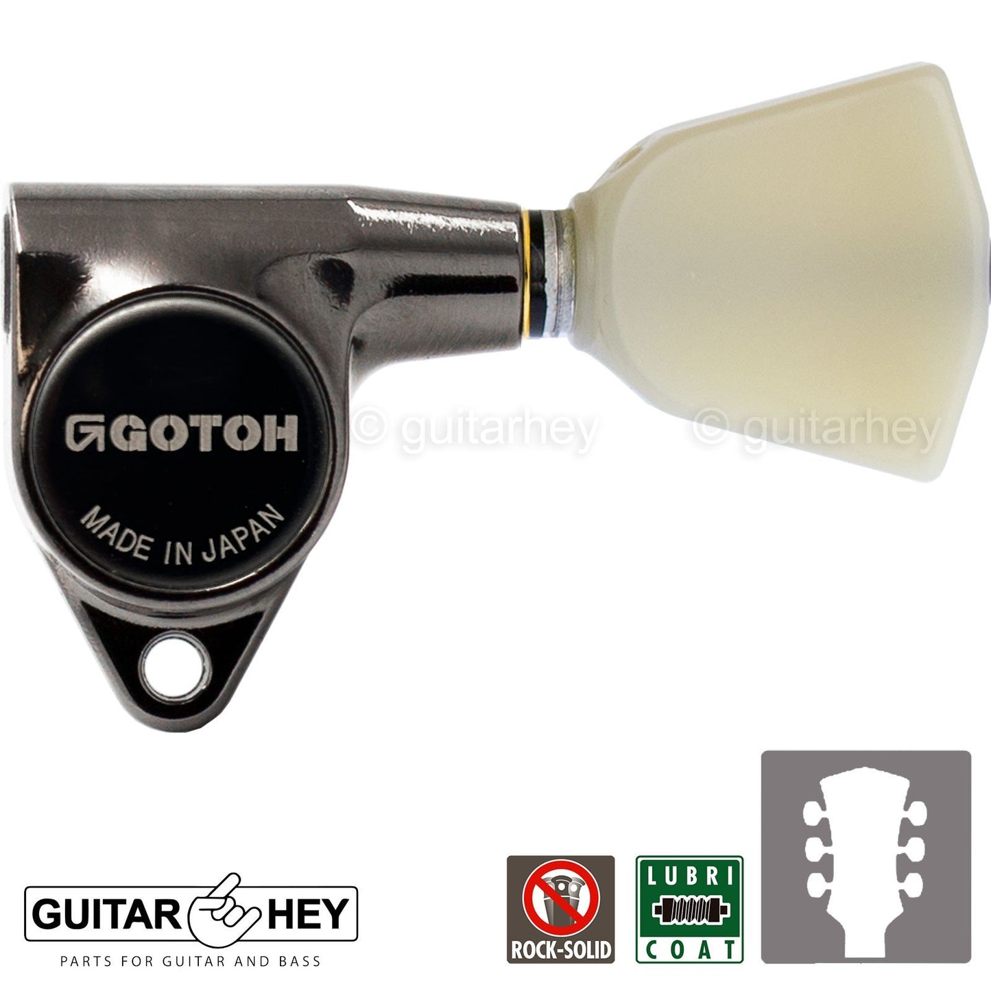 NEW Gotoh SG301-P4N Tuning Keys w/ Keystone Buttons Tuners Set 3x3 - COSMO BLACK