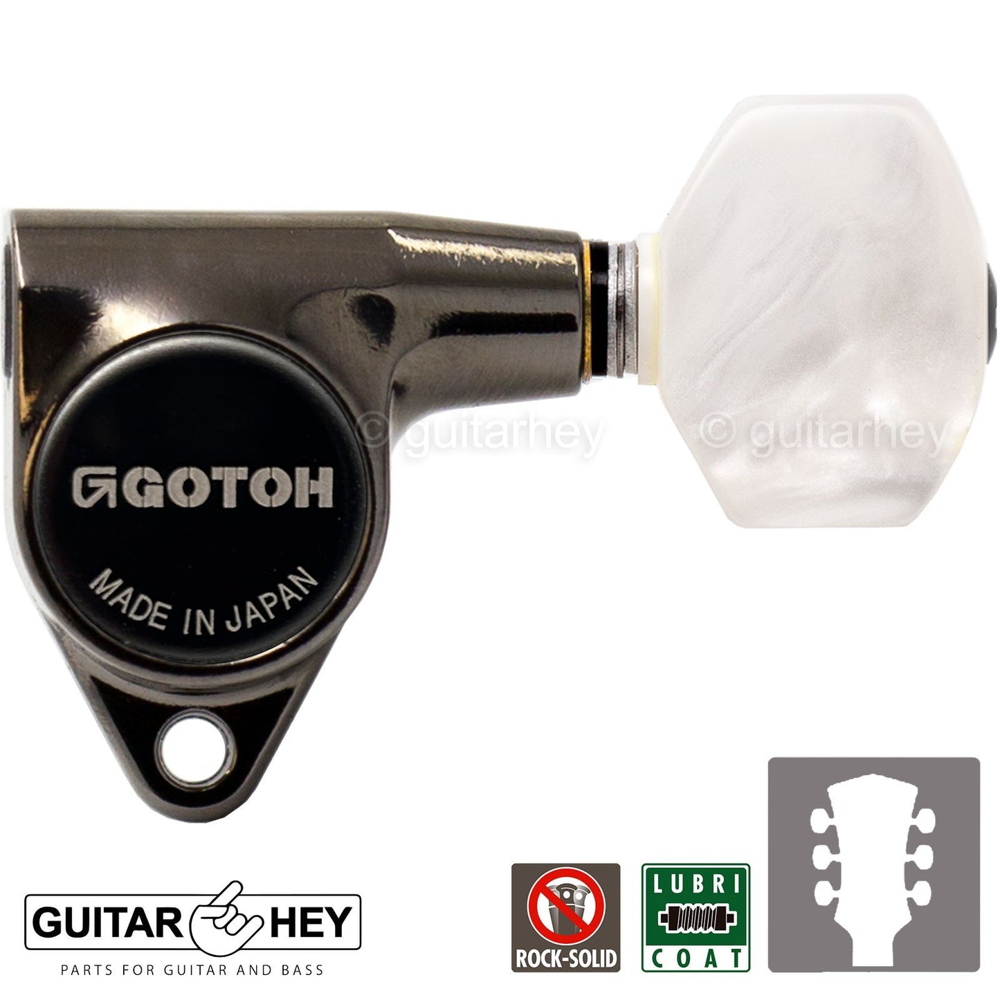 NEW Gotoh SG301-P7 L3+R3 Tuners w/ PEARLOID Buttons Tuning Set 3x3 - COSMO BLACK