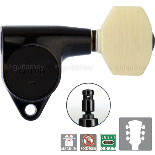 NEW Gotoh SG301-M07 MG MAGNUM LOCK Locking Tuners Set SMALL IVORY 3x3 - BLACK