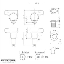 Load image into Gallery viewer, Gotoh SG301 MG Magnum Locking Tuners L3+R3 Set w/ PEARLOID Buttons 3x3 - GOLD