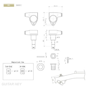 NEW Gotoh SG301-04 MG L3+R3 Magnum Lock Set LOCKING Keystone Keys 3X3 - GOLD