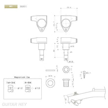 Carregar imagem no visualizador da galeria, NEW Gotoh SG301 MG PEARLOID Small Buttons Tuning MAGNUM LOCKING Set 3X3 - CHROME
