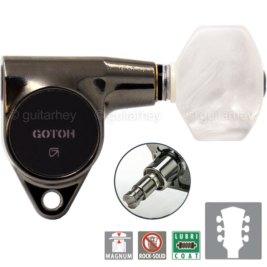 NEW Gotoh SG301-P7 MG Locking w/ PEARLOID Buttons Tuners Set 3x3 - COSMO BLACK