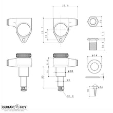 Load image into Gallery viewer, NEW Gotoh SG301-P2 MGTB L3+R3 Set Locking Tuners LARGE AMBER Buttons 3x3, BLACK