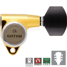 Load image into Gallery viewer, NEW Gotoh SG301-EN07 MGT L3+R3 LOCKING Tuners w/ Small EBONY Keys 3x3 - GOLD