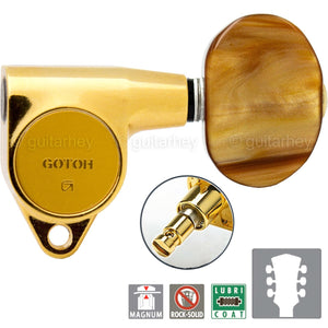 Gotoh SG301-P2 MG Magnum Locking L3+R3 Set w/ Large AMBER Buttons 3x3 - GOLD