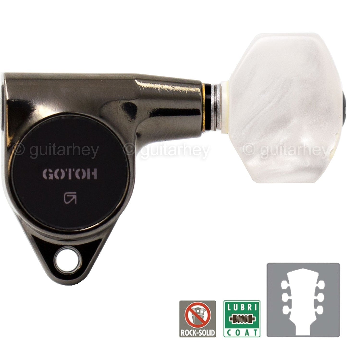 NEW Gotoh SG301-P7 L3+R3 Tuners w/ PEARLOID Buttons Tuning Set 3x3 - COSMO BLACK