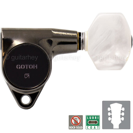 NEW Gotoh SG301-P7 L3+R3 Tuners w/ PEARLOID Buttons Tuning Set 3x3 - COSMO BLACK
