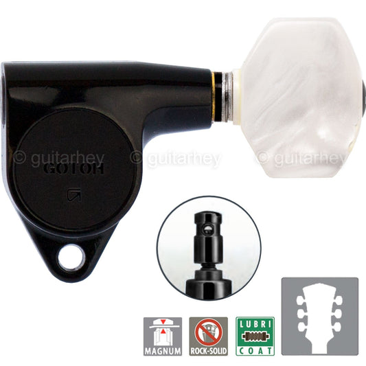 NEW Gotoh SG301-P7 MG Set L3+R3 PEARLOID Buttons Magnum Locking Tuners 3x3 BLACK