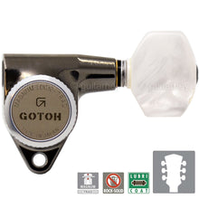 Load image into Gallery viewer, NEW Gotoh SG301-P7 MGT Locking Tuners Set w/ PEARLOID Buttons 3x3 - COSMO BLACK