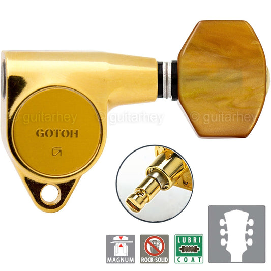 Gotoh SG301-P8 MG Magnum Locking L3+R3 Set w/ Small AMBER Buttons 3x3 - GOLD