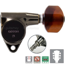 Carregar imagem no visualizador da galeria, NEW Gotoh SG301 MG Magnum TORTOISE Buttons LOCKING Tuners Set 3x3 - COSMO BLACK