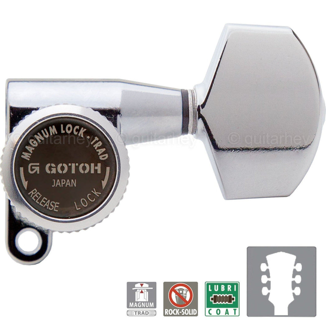 NEW Gotoh SG360-01 MGT Locking Tuners Tuning Keys w/ LARGE Buttons 3x3 - CHROME