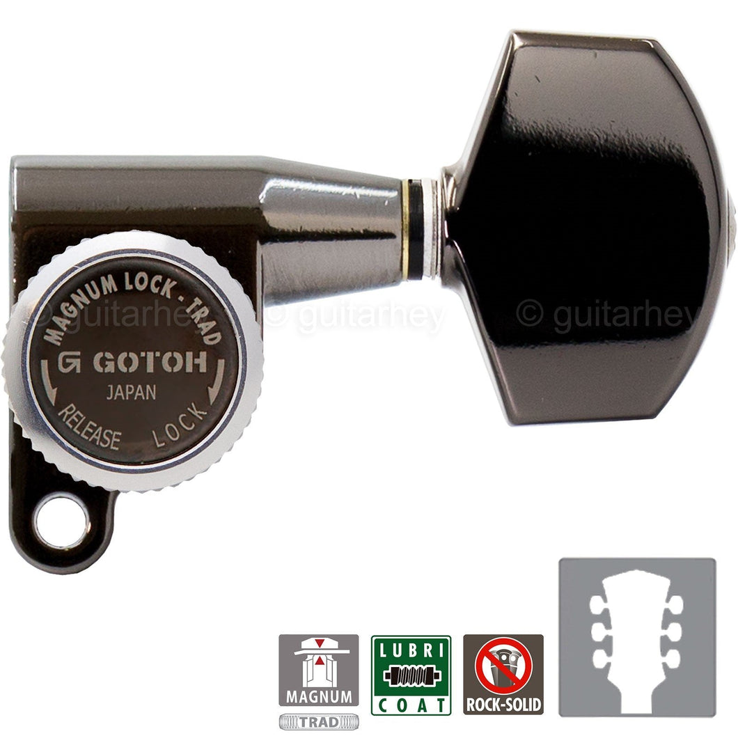 NEW Gotoh SG360-01 MGT Locking Tuners L3+R3 Keys LARGE Buttons 3x3 - COSMO BLACK