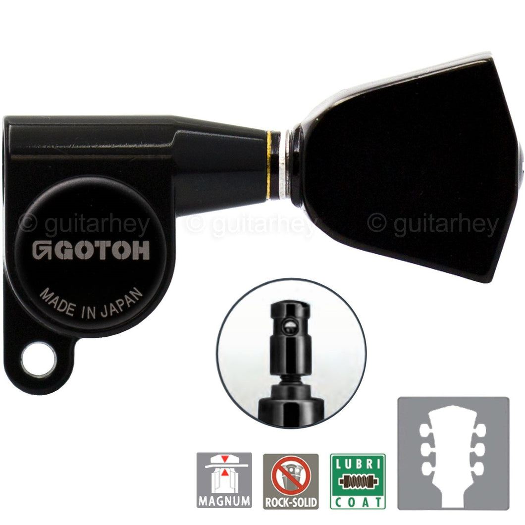NEW Gotoh SG360-04 MG Magnum Locking L3+R3 w/ KEYSTONE Buttons Set 3x3 - BLACK