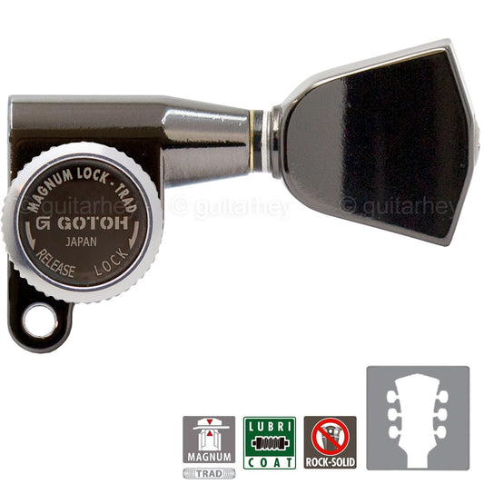 NEW Gotoh SG360-04 MGT Locking Tuners L3+R3 KEYSTONE Buttons 3x3 - COSMO BLACK