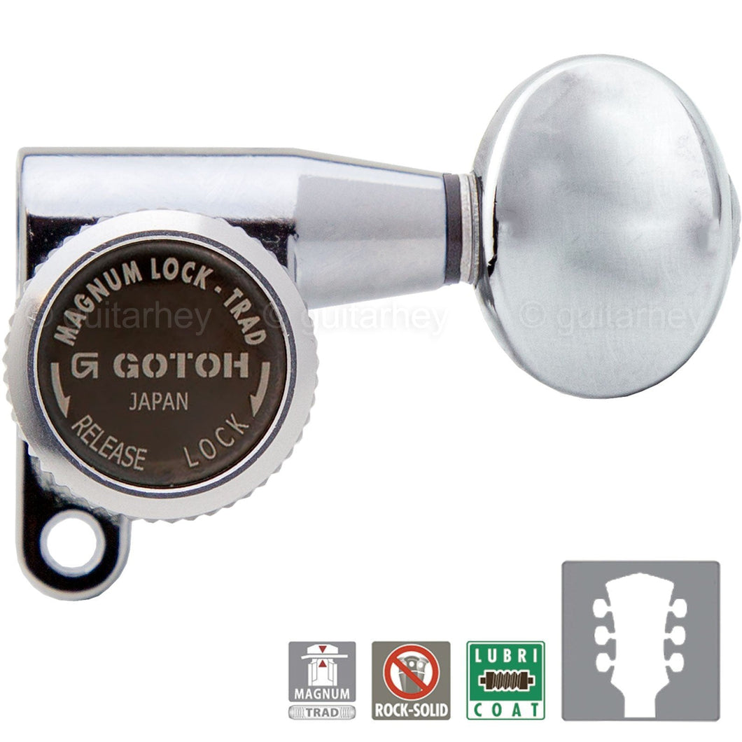 NEW Gotoh SG360-05 MGT Locking Tuners L3+R3 Keys SMALL OVAL Buttons 3x3 - CHROME