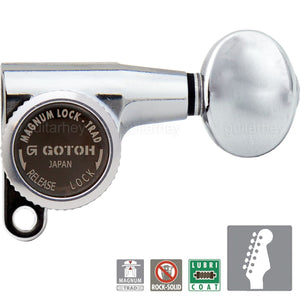 NEW Gotoh SG360-05 MGT 6 In-Line Locking Mini Tuners Set w/ OVAL Buttons, CHROME