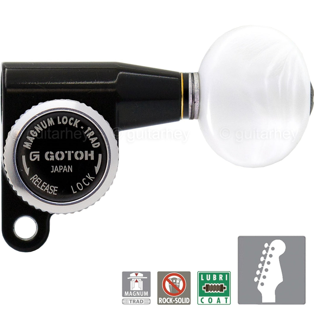 NEW Gotoh SG360-05P1 MGT 6 In-Line Set MAGNUM Locking OVAL Buttons Keys - BLACK