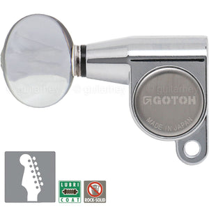 NEW Gotoh SG360-05 LEFT HANDED 6 In-Line SET Mini Tuners, OVAL Buttons - CHROME