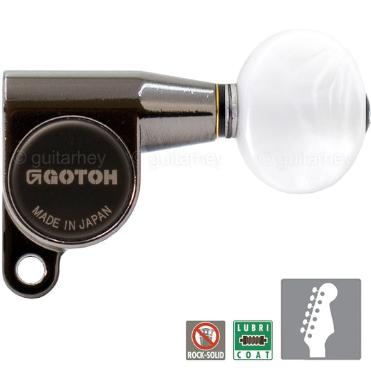 NEW Gotoh SG360-05P1 Tuners 6 In-Line Schaller Style OVAL PEARLOID - COSMO BLACK