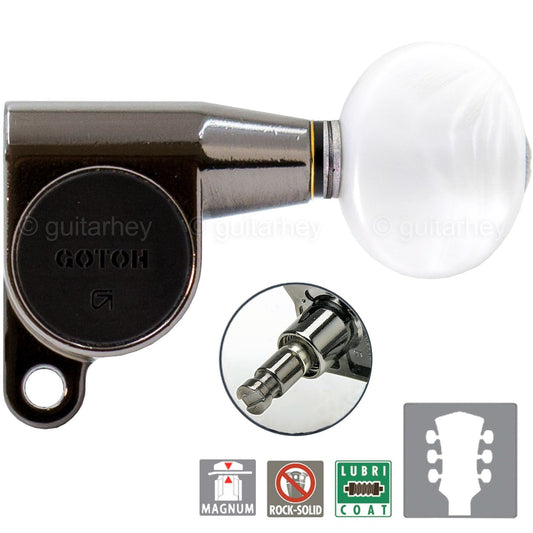 NEW Gotoh SG360-05P1 MG Magnum Locking L3+R3 OVAL PEARLOID Set 3x3 - COSMO BLACK