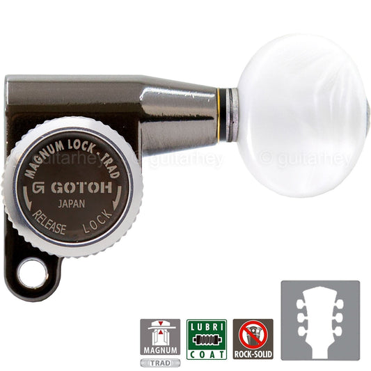 NEW Gotoh SG360-05P1 MGT Locking Tuners L3+R3 OVAL PEARLOID 3x3 - COSMO BLACK