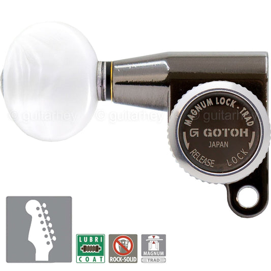 NEW Gotoh SG360-05P1 MGT 6 In-Line Locking OVAL Pearl LEFT-HANDED - COSMO BLACK