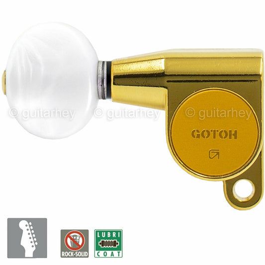 NEW Gotoh SG360-05P1 LEFT HANDED 6 In-Line Mini Keys OVAL PEARLOID Buttons, GOLD