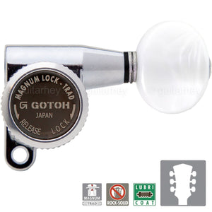 NEW Gotoh SG360-05P1 MGT Locking Tuners Tuning Keys PEARLOID Button 3x3 - CHROME