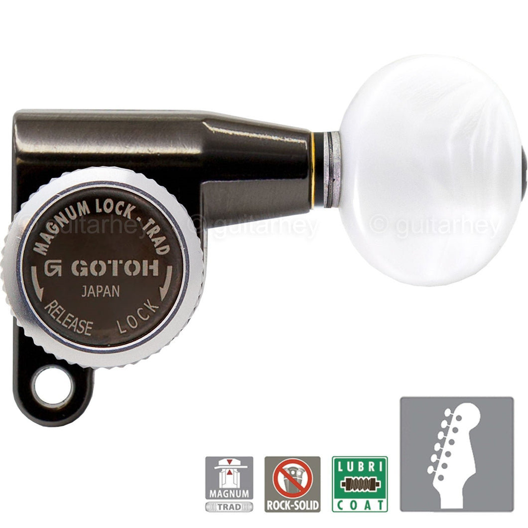 NEW Gotoh SG360-05P1 MGT 6 In-Line MAGNUM Locking OVAL PEARLOID - COSMO BLACK