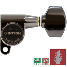 Carregar imagem no visualizador da galeria, NEW Gotoh SG360 7-String SET L4+R3 Set Tuners w/ SMALL Buttons 4x3 - COSMO BLACK