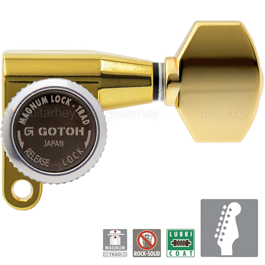 NEW Gotoh SG360-07 MGT 6-in-line LOCKING Tuners Schaller Mini M6 Style - GOLD