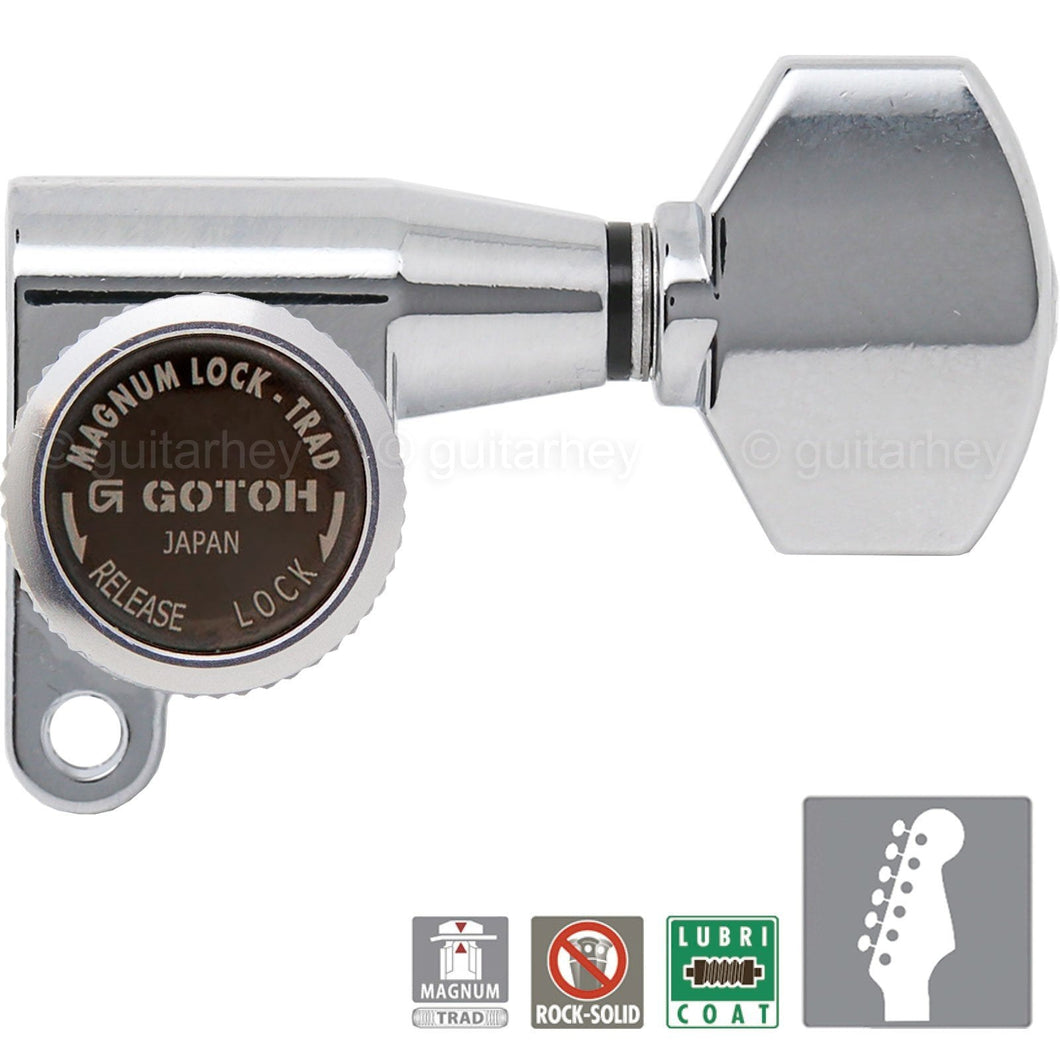 NEW Gotoh SG360-07 MGT 6 In-Line Set MAGNUM LOCK Locking Mini Tuners Keys CHROME