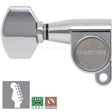 Load image into Gallery viewer, NEW Gotoh SG360-07 LEFT HANDED 6 In-Line SET Mini Tuners, Tuning Keys - CHROME