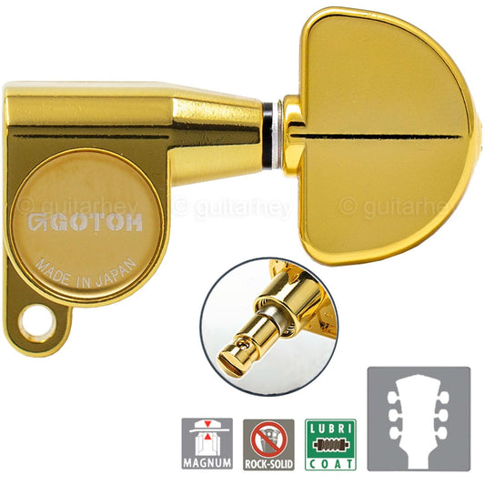 NEW Gotoh SG360-20 MG L3+R3 Locking Tuning Keys LARGE DOME Buttons 3x3 - GOLD