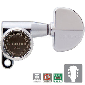 NEW Gotoh SG360-20 MGT Locking Tuners L3+R3 Keys LARGE DOME Buttons 3x3 - CHROME