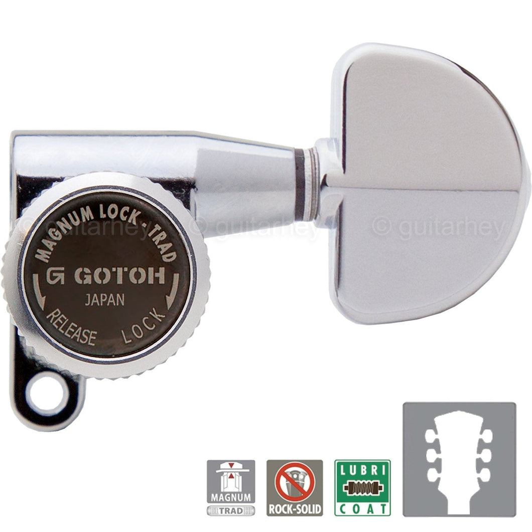NEW Gotoh SG360-20 MGT Locking Tuners L3+R3 Keys LARGE DOME Buttons 3x3 - CHROME