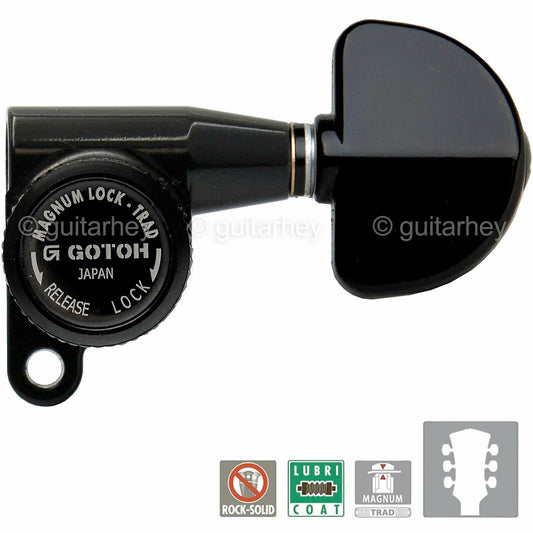 NEW Gotoh SG360-20 MGTB Locking Tuners Set w/ LARGE DOMED Buttons 3x3 - BLACK