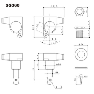 NEW Gotoh SG360-05 Schaller Style Mini Tuning Keys Small Button Set 3x3 - CHROME