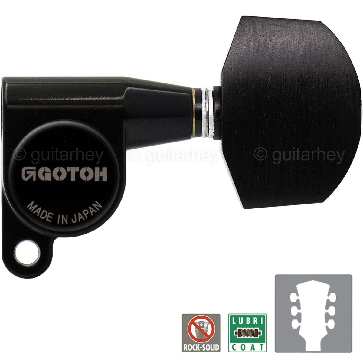 NEW Gotoh SG360-EN01 L3+R3 Mini Tuning Keys w/ Large EBONY Buttons 3x3 - BLACK
