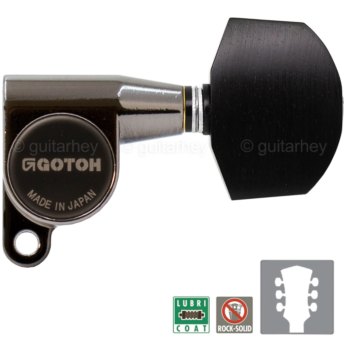 NEW Gotoh SG360-EN01 L3+R3 Mini Tuning Keys Large EBONY Buttons 3x3, COSMO BLACK