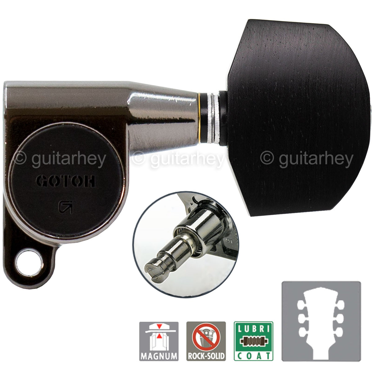 NEW Gotoh SG360-EN01 MG Locking L3+R3 Large EBONY Buttons Set 3x3 - COSMO BLACK