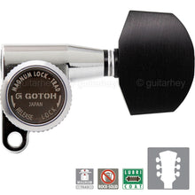 Load image into Gallery viewer, NEW Gotoh SG360-EN01 MGT Locking Tuners L3+R3 Large EBONY Buttons 3x3 - CHROME