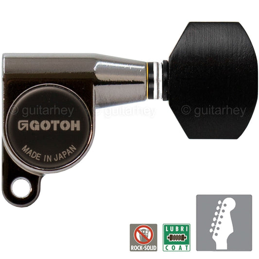 NEW Gotoh SG360-EN07 Tuning Keys 6 In-Line Tuners w/ EBONY Buttons - COSMO BLACK