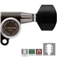 Load image into Gallery viewer, NEW Gotoh SG360-EN07 MGT Locking Tuners L3+R3 w/ EBONY Buttons 3x3 COSMOBLACK